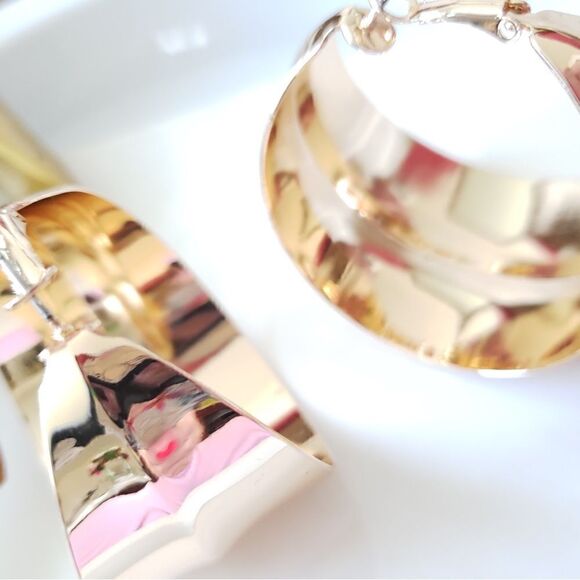 New! Zara Bright Golden Hoop Earrings - Picture 6 of 10